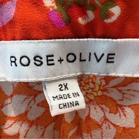 Rose & Olive Floral Print Sleeveless Blouse, Tank, Top, 2X - Picture 2 of 9